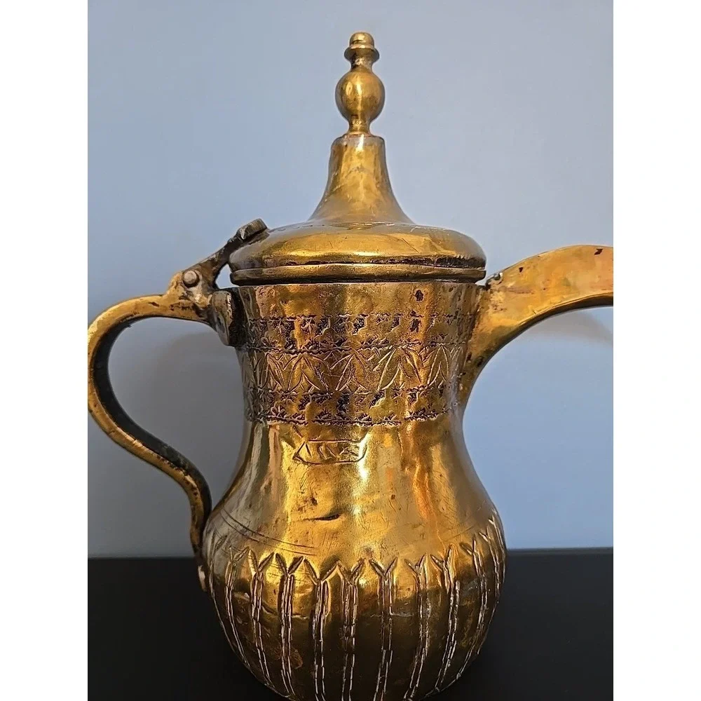 Antique Brass Middle Eastern Dallah Coffee Tea Pot Turkish Arabic‎ 10